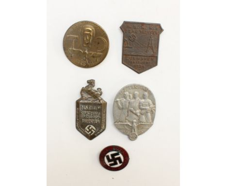 WW2 Third Reich NSDAP Membership badge. Enamel. Pre RZM version marked "Ges. Gesch" and makers logo "OS" and four NSDAP tinni