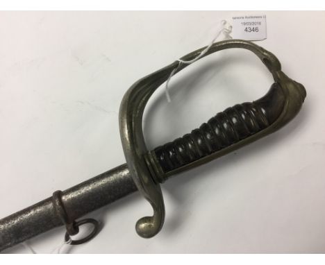 French 1882 pattern Sword. Made by BALP St Eitenne (Armeville). Horn grip. 84cm plated blade. Complete with scabbard.