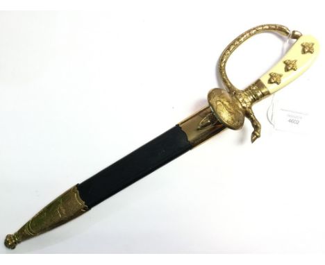 German Hunting Cutlass. Clamshell guard with wildfoul decoration. 255mm blade with etched hunting scenes. Maker marked "Huber