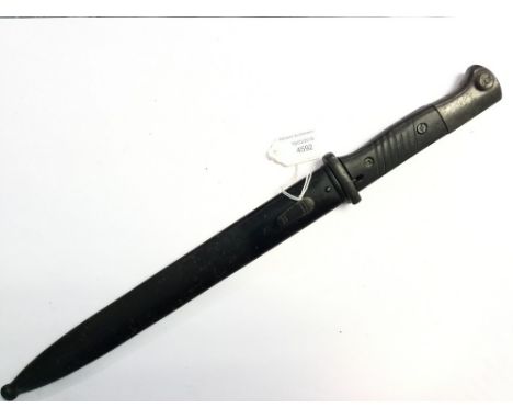 WW2 Third Reich K98 Bayonet with 25cm blade marked "4717h" and "S/155K". Bakelite grips. In a black painted K98 dress bayonet