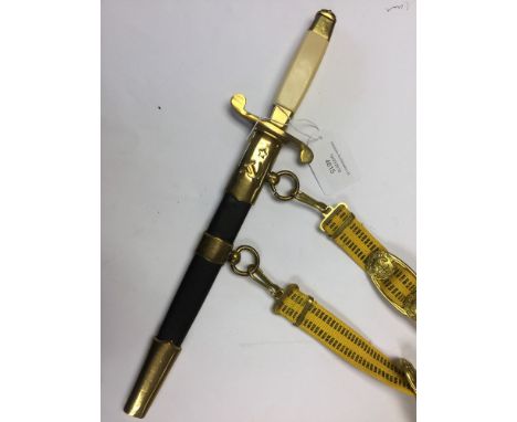 Soviet Red Navy Officers Dress Dagger. 21cm blade with impressed "CCCP" mark. Brass fittings with cream plastic grip and Hamm