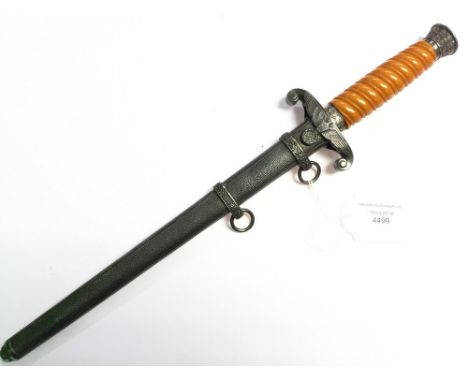 WW2 Third Reich Heer Officers Dienstdolch dagger. Orange grip. Plain 25cm non maker marked blade. Complete with scabbard. 