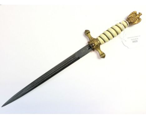 Third Reich Kreigsmarine Officers 1938 pattern Dress Dagger. White grip with wire binding. 25cm blade with Fouled Anchor desi