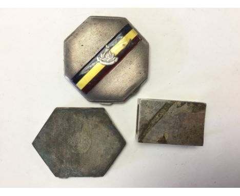 WW2 British Indian Army interest: 7th Rajput Regiment Sweetheart Powder Compact in hallmarked Silver with small Regimental ba