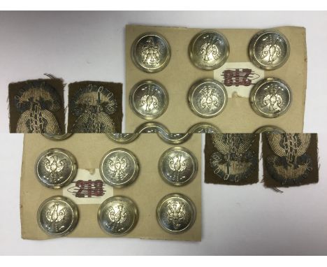 WW2 Polish Army white metal tunic buttons x 12, all British made and four WW2 Polish Officers Wire Bullion cap Eagles. Unissu
