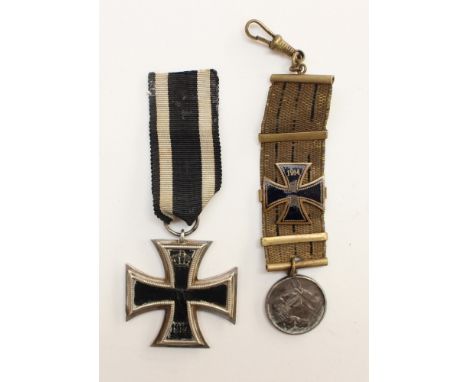 WW1 Imperial German Eisernes Kreuz 2. Klasse 1914. Iron Cross 2nd class 1914. Complete with ribbon. No makers marks.  Aong wi