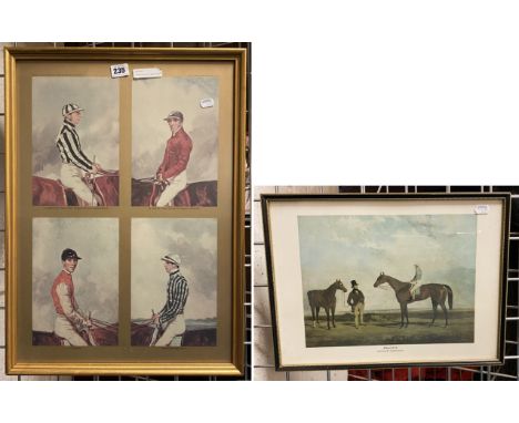 TYRON GALLERY STAMPED PRINT OF 4 FAMOUS VICTORIAN JOCKEYS - WITH ANOTHER HORSE &amp; JOCKEY - CRUCIFIX