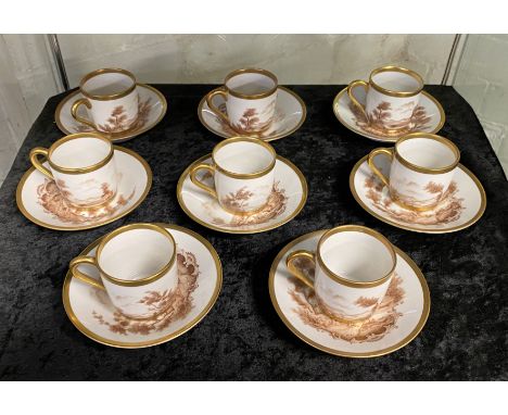 DEMITASSE COFFEE CUPS & SAUCERSThe cups and saucers are in good condition for their age. There is some commensurate wear and 