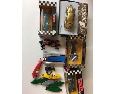 Pink Kar 1,000,000 Beetle electric car 1138/1500 with cert and other scalextric vehicles