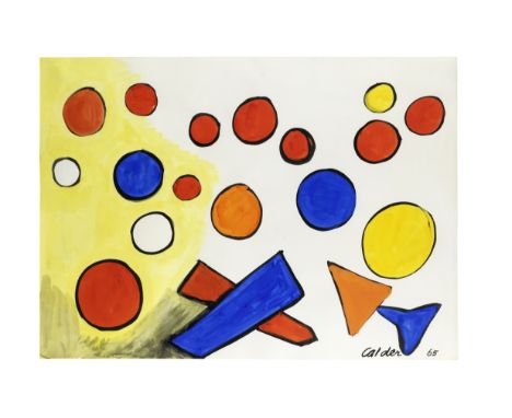 ALEXANDER CALDER (1898-1976)Blue + Orange Arrow Head, 1965 signed and dated 'Calder 65' (lower right)gouache and ink on paper