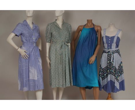 A COLLECTION OF EARLY 1970'S SUMMER DRESSES. A 'Liberty' cotton floral dress. Size 12. A 'David Butler' floral patch-worked s