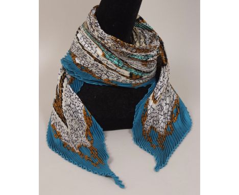 A 'HERMES' PROVENCE PLEATED SILK SCARF 100% silk twill with hand rolled edges - early 90's collection. 35" Long x 35" wide. (