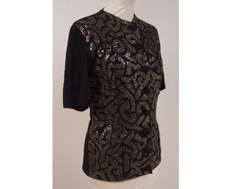 A 1930'S COUTURE CREPE EVENING JACKET & SILK BOLERO A stunning couture black crepe jacket from the 1930's, decorated with tin