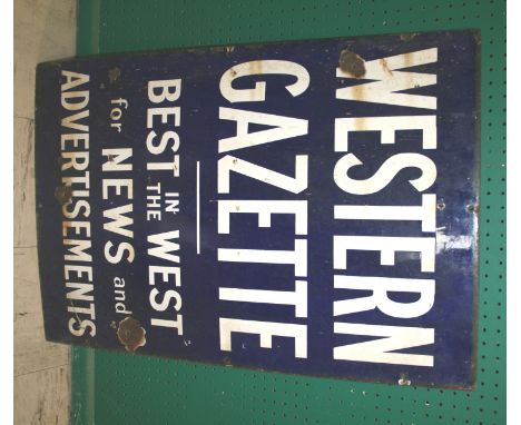 WESTERN GAZETTE - ADVERTISING ENAMEL SIGN an enamel sign for Western Gazette, Best in the West for News and Advertisements. 7