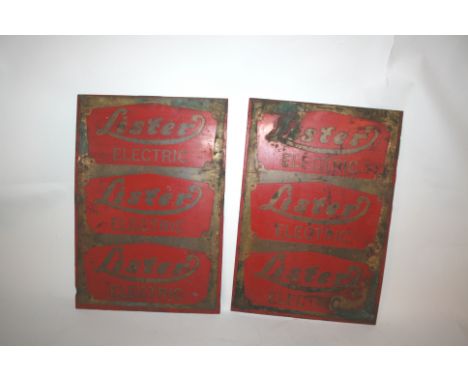 LISTER ENAMEL SIGNS two identical enamel signs for Lister Electric. 35cms by 24cms. (2)
