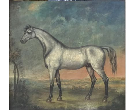 CIRCLE OF RICHARD ROPER PORTRAIT OF A GREY HORSE Oil on panel, rosewood veneered frame 46 x 48cm.