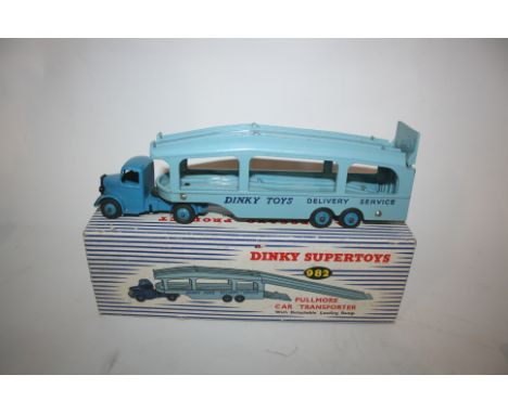 DINKY TOYS - PULLMORE CAR TRANSPORTER Model Number 982 Dinky Toys Delivery Service, with a dark blue cab and light blue body.