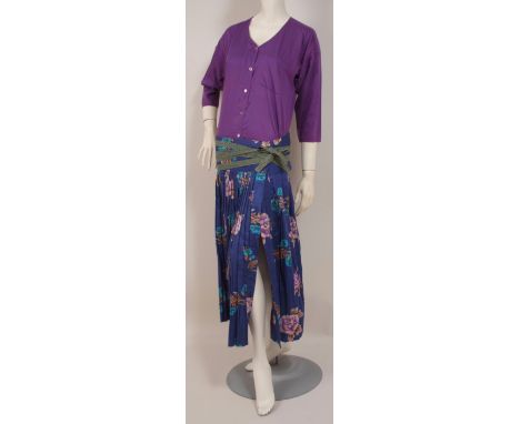 TWO 1975 'KENZO JAP' PLEATED SKIRTS WITH COTTON TOPS The first of a few Lots to be sold.  From a collection of early 'Kenzo' 