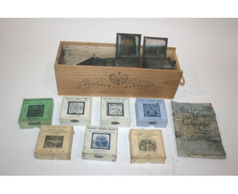 MAGIC LANTERN SLIDES a variety of boxed and unboxed glass slides, including Rambles round London Zoological Gardens, Brave De