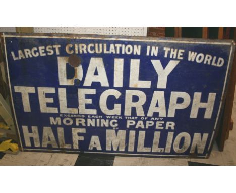 DAILY TELEGRAPH - ENAMEL ADVERTISING SIGN a large enamel sign for the Daily Telegraph, with white lettering on a blue backgro