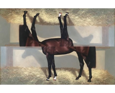 •JEAN GLENN MITCHELL PORTRAIT OF A DARK BAY HORSE Signed and dated 90, oil on canvas 50 x 75cm.