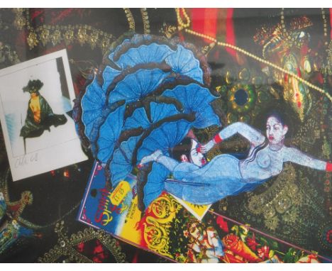 CHILA BURMAN (b.1957); a coloured lithograph, collage montage with Polaroid photograph of the artist, signed and dated '08, 2