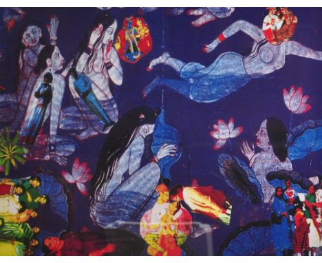 CHILA BURMAN (b.1957); lithograph, a montage study of figures incorporating photographs, signed and dated '08, 38 x 58cm, fra