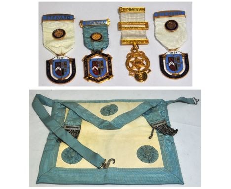 A quantity of Masonic regalia to include a sash, a book "Craft Masonry", a Masonic medal for the Institute For Boys, two for 