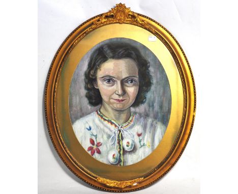 MARGARET CHAPMAN (1940-2000); oil on board, self portrait of artist, born in Darwin in Lancashire, Chapman studied at the Liv