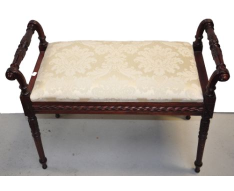 A reproduction duet piano stool, length 84cm.