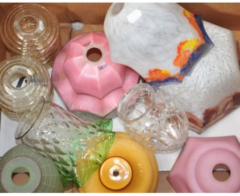 Ten various vintage glass lamp shades to include Czechoslovakian glass examples (10).