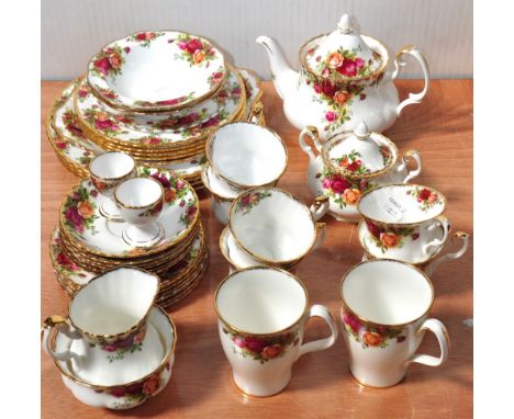 A Royal Albert "Old Country Roses" six setting tea service including tea pot, covered sugar bowl, milk jug, sugar bowl, six c