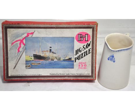 A 1930s British India Steam Navigation Company jigsaw puzzle, boxed (complete) and an Ashworth Brothers British India Steam N
