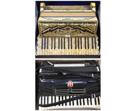 Two case piano accordions; Crucianelli Mechael Crystalis St. Andrew 96 and Soprani Settimio Lido (2).