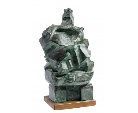 †KIM JAMES, FRSA (1928-2011) UNTITLED (RAM CAUGHT IN THE THICKET) 1961 bronze, green patina, signed and dated (Kim James 61),