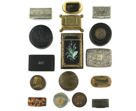 A VICTORIAN MOTHER OF PEARL INLAID AND GILT PAPIER MÂCHÉ CIGAR CASE, C1870 12cm h and various Victorian and later silver plat