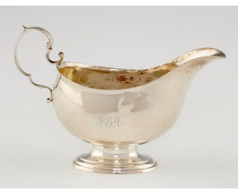 AN IRISH GEORGE III SILVER SAUCE BOAT  10cm h, by Christopher Haines, Dublin, no date letter, c1785, 5ozs 11dwts++Light wear 