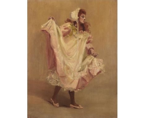 A V HALLAM, EARLY 20TH CENTURY THE PINK DRESS signed, oil on canvas, 44.5 x 34cm++Restored, lined and cleaned probably in the