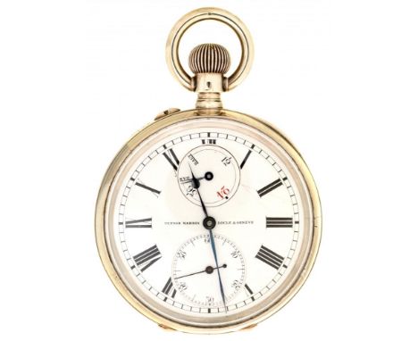 A SWISS SILVER KEYLESS LEVER POCKET WATCH ULYSSE NARDIN, 13765, C1910 the enamel dial with twin subsidiary dials, that for th