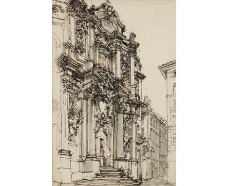 20TH CENTURY SCHOOL FACADE OF THE CHURCH OF SANTA MARIA MADALENA ROME; SANTISSIMA TRINITA DEI MONTI FROM THE SPANISH STEPS, R