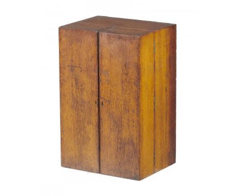 CAMPAIGN FURNITURE.  AN ENGLISH OAK PORTABLE BOOKCASE, C1830 with reeded surround, wings and adjustable shelves, 64cm h; 32 x
