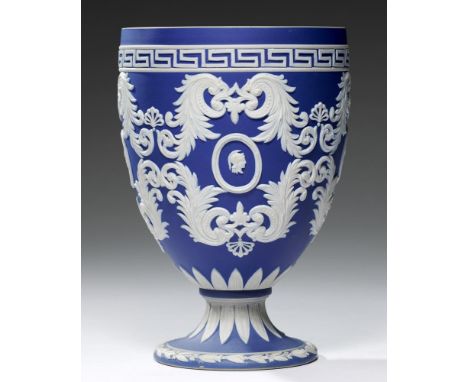 AN ADAMS &amp; BROMLEY SHIELD SHAPED DARK BLUE JASPER DIP LAMP, 1873-86  19.5cm h, impressed mark++Good condition and relativ