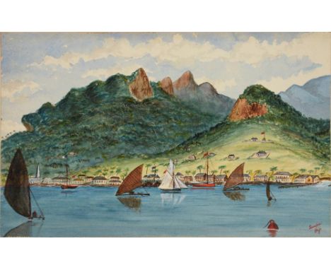 ATTRIBUTED TO LIEUTENANT FRANCIS HENRY BOYER, RN (1854-1926) THREE VIEWS OF SAMOA AND FIJI inscribed (in red or black) Upolu 