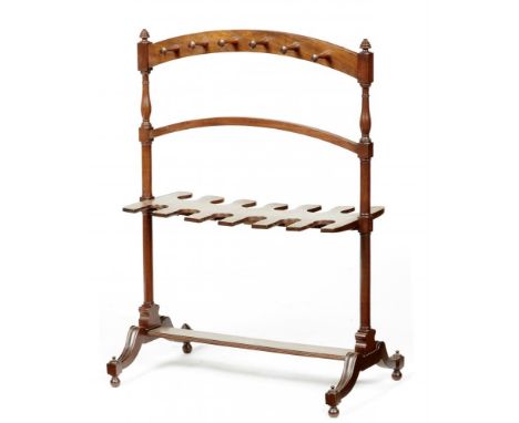 A VICTORIAN MAHOGANY WHIP-AND-BOOT RACK, MID 19TH C 98cm h, 71cm l ++Early spliced repair to one foot, in otherwise original 