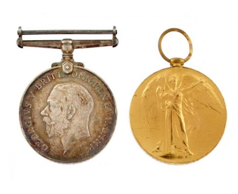 WORLD WAR ONE PAIR, BRITISH WAR MEDAL AND VICTORY MEDAL 2 LIEUT P KILN and bronze Maltese Cross watch fob prize shield of Han