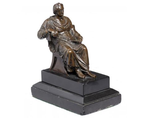 A MINIATURE BRONZE STATUETTE OF JOHANN WOLFGANG VON GOETHE, 19TH C cast from a model by Pompeo Marchesi (1783/89-1859) publis