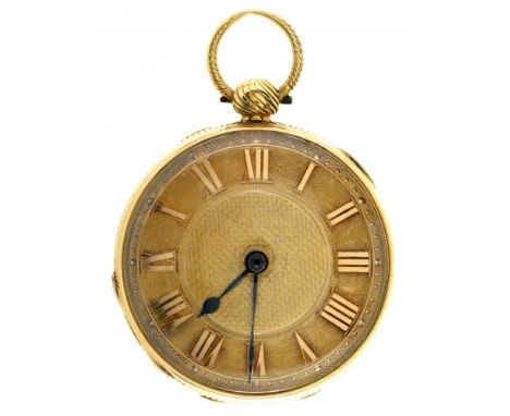 AN ENGLISH 18CT GOLD  VERGE WATCH BRACEBRIDGE'S LONDON, 2939  with gold dial, gilt fusee movement with engraved balance cock 