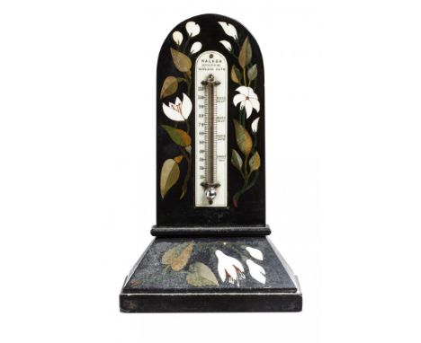 DERBYSHIRE.  A VICTORIAN ASHFORD BLACK MARBLE THERMOMETER, WALKER MUSEUM MATLOCK BATH, 1853-C1870 the thermometer with ivory 