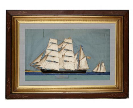 A SAILOR'S SILK AND WOOLWORK PICTURE OF THE THREE MASTED BARQUE "BURMAH" OF DUNDEE , LATE 19TH C the stitched inscription on 