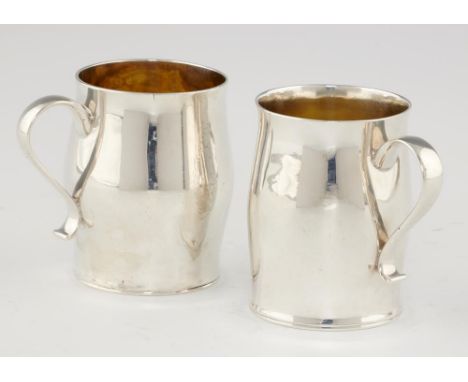 CHESTER SILVER.  TWO  GEORGE III MUGS  of slightly bellied form, one engraved The Gift of the Gentlemen of the Scotch Greys t